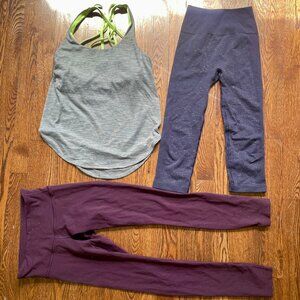 Lot of 3 Women's Sz 2 Lululemon Leggings  (Inseams 26.5 + 17") + Tank Top